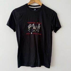 Brandy Melville New Orleans Voodoo Jazz Skeleton Embroidered T-Shirt
